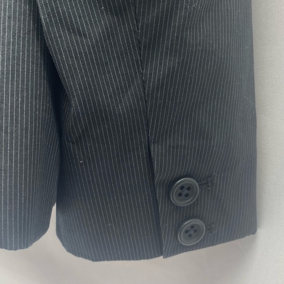 Theory Women’s Blazer 2 Black Pinstripe Tailored Stretch Notch Lapel Lined - Picture 10 of 13
